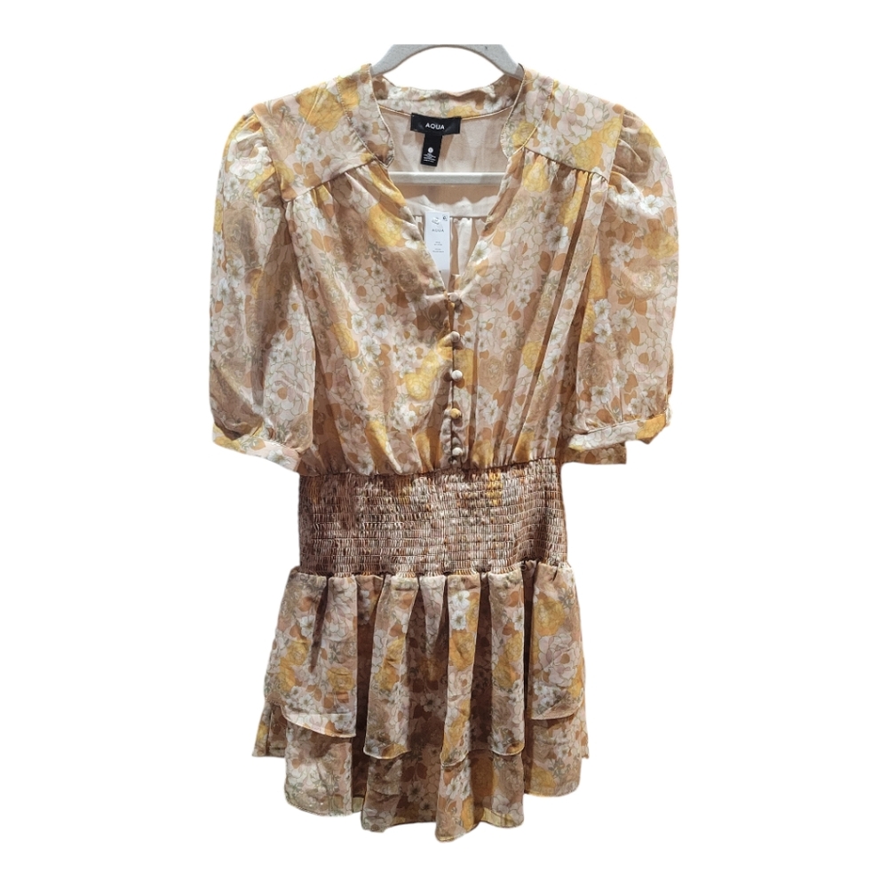 Aqua Bloomingdale's Yellow Floral Boho Dress